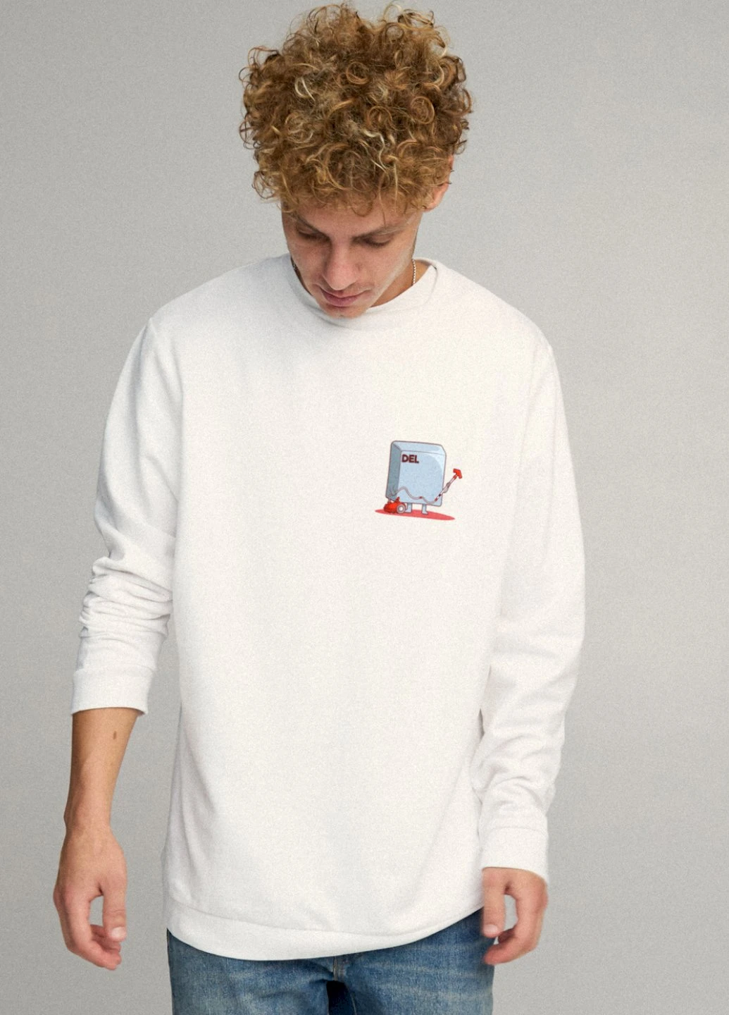 Белый світшот чоловічий oversize /no flis/ YAPPI рисунок (254557627)