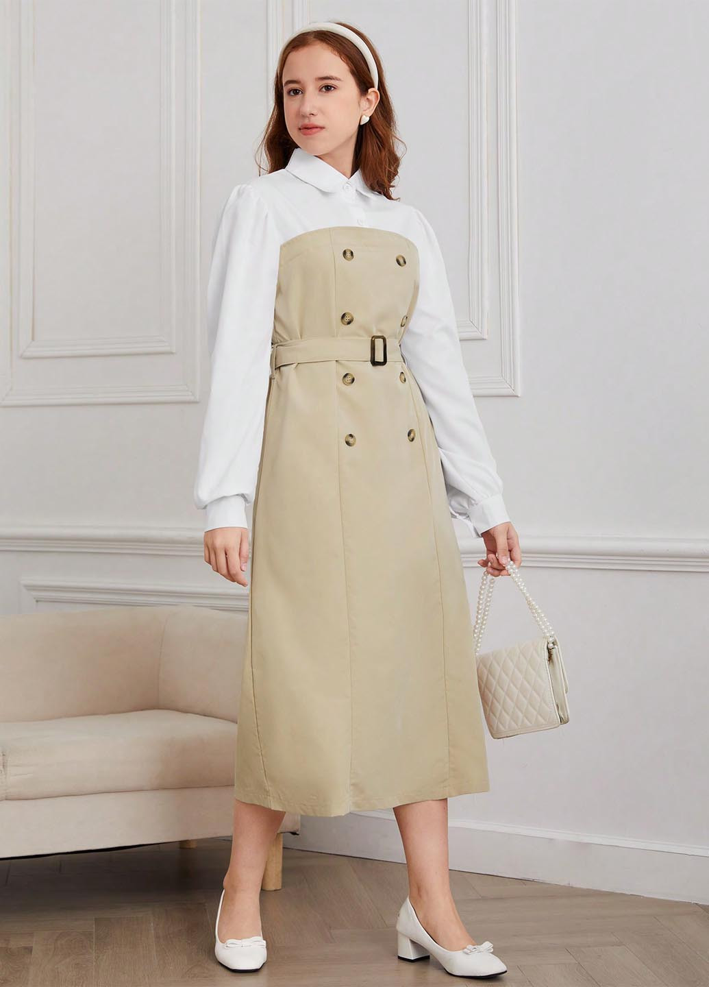 Бежевое платье SHEIN (366092973)