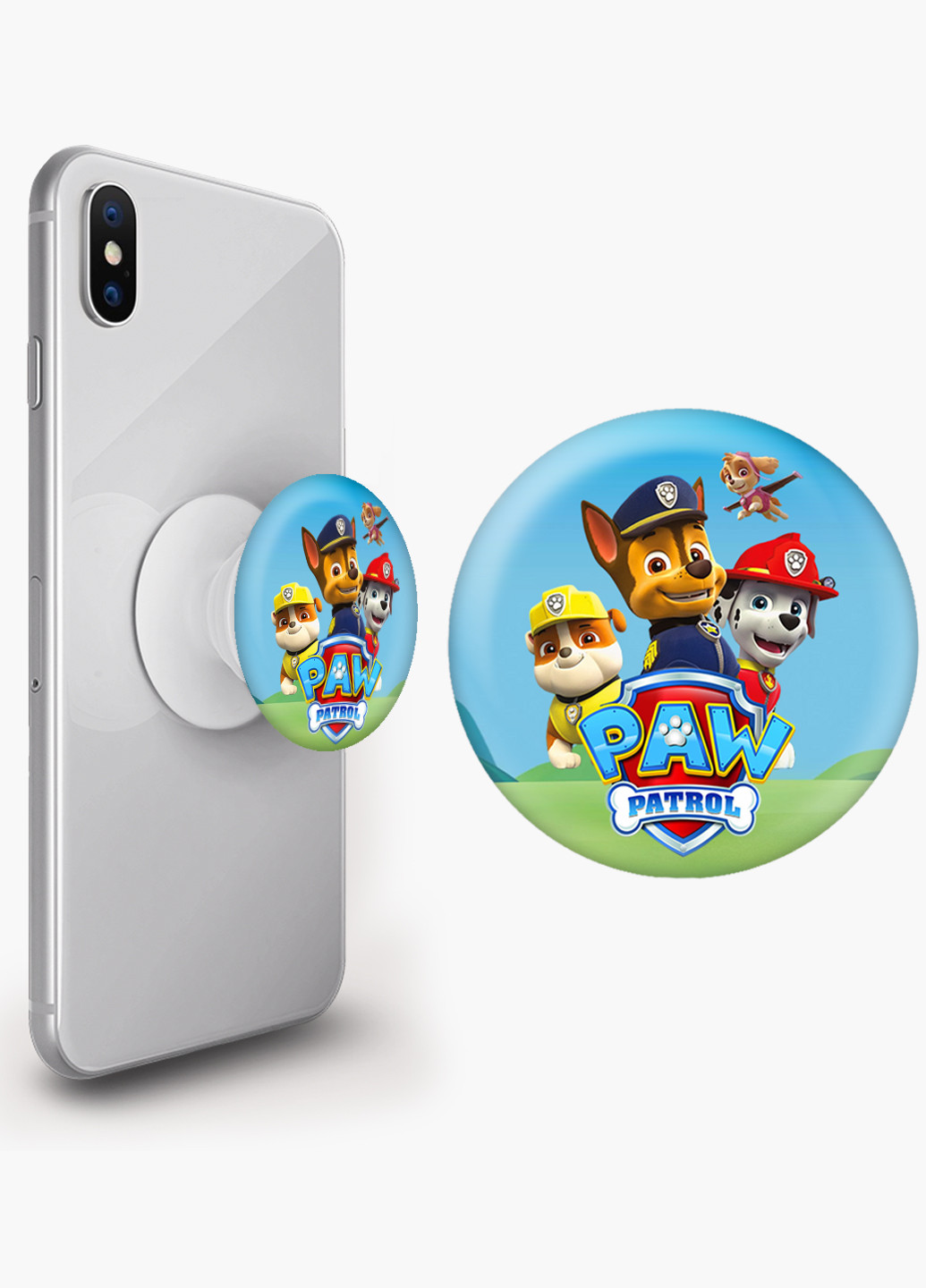 Попсокет (Popsockets) тримач для смартфону Щенячий патруль (PAW Patrol) (8754-1606) Чорний MobiPrint (216748318)