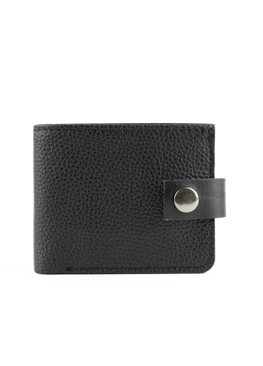 Шкіряний гаманець гаманець біфолд на кнопці Classic V чорний Kozhanty (252316672)