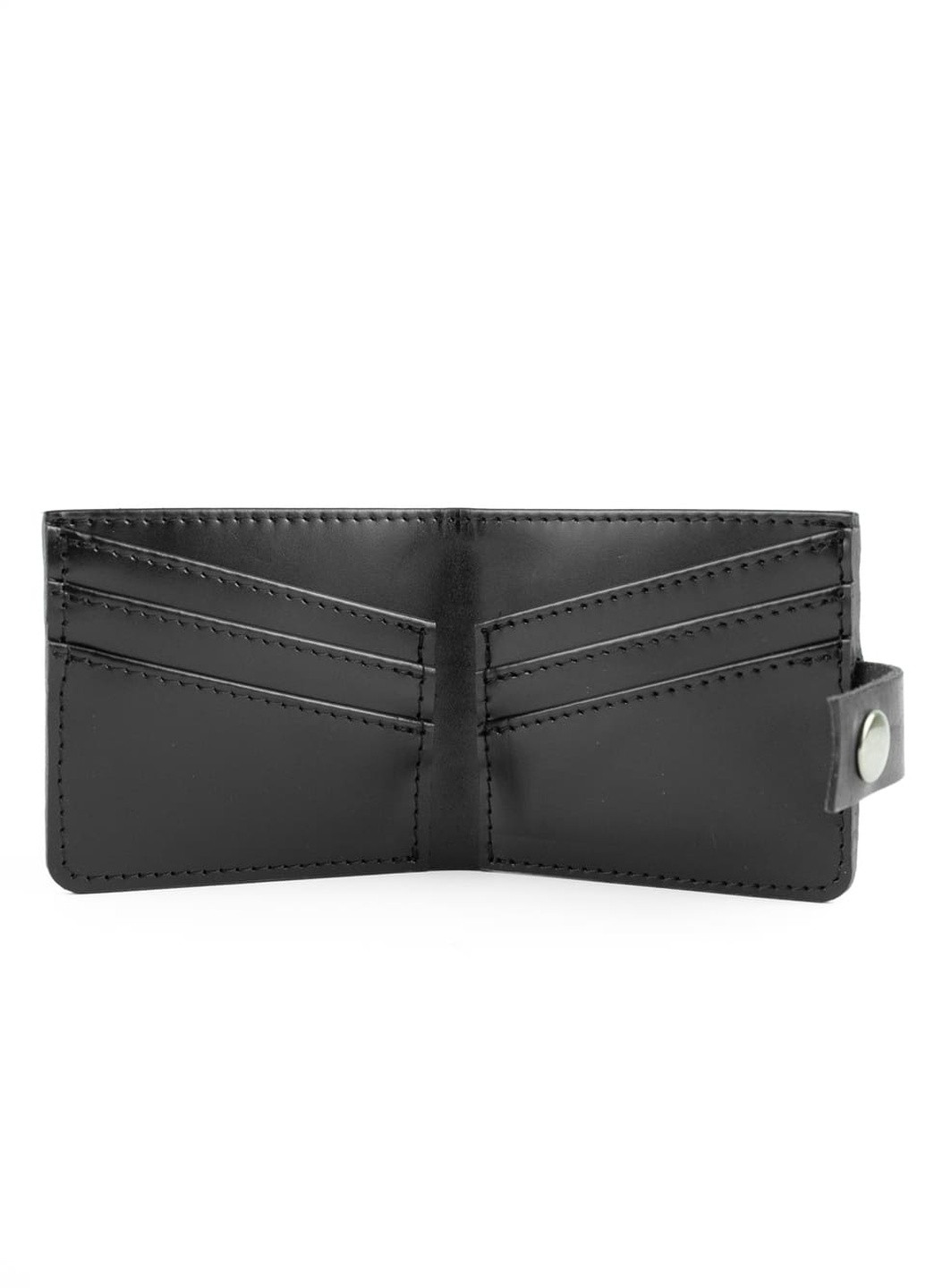 Шкіряний гаманець гаманець біфолд на кнопці Classic V чорний Kozhanty (252316672)