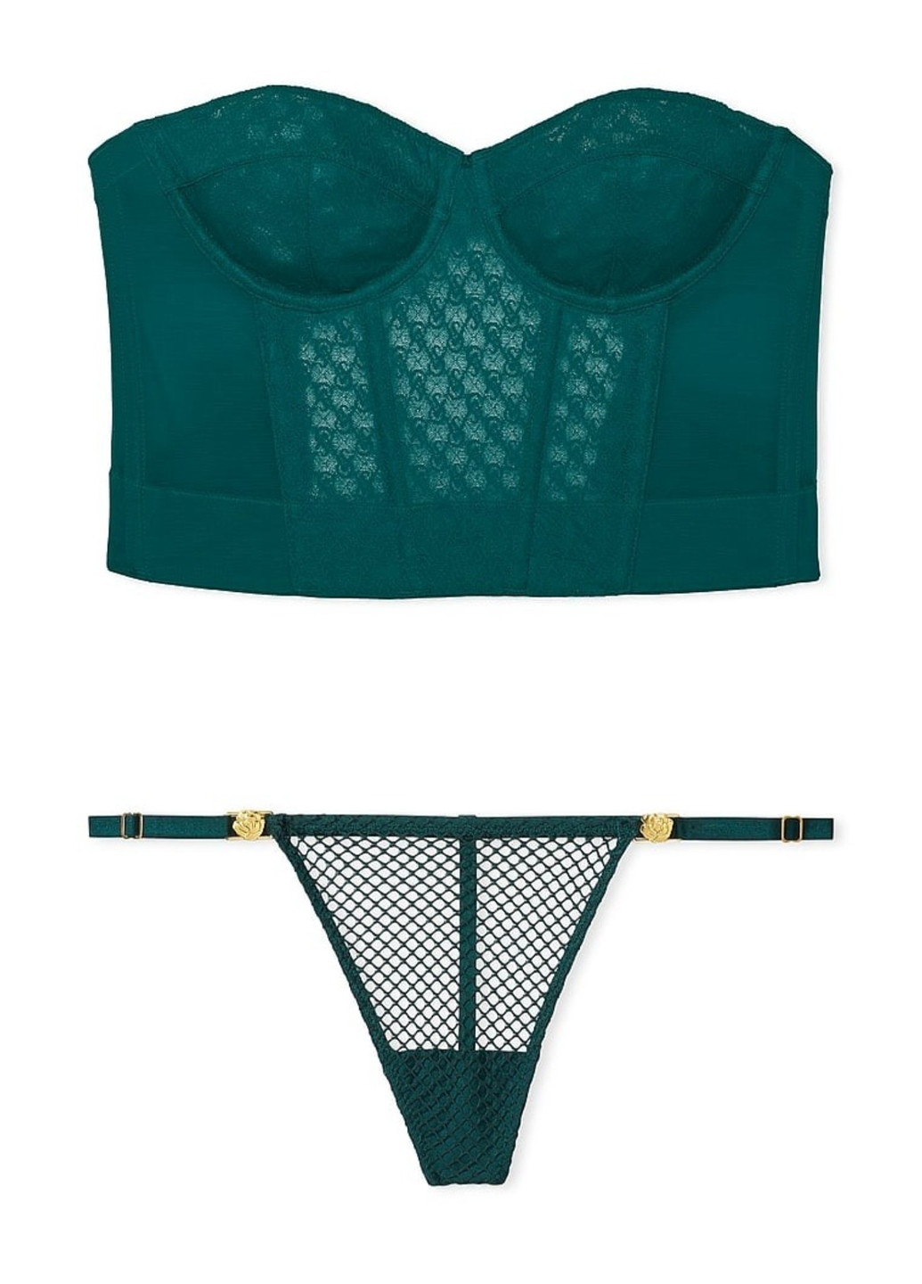 Зеленый демисезонный комплект (корсет, трусики) Victoria's Secret