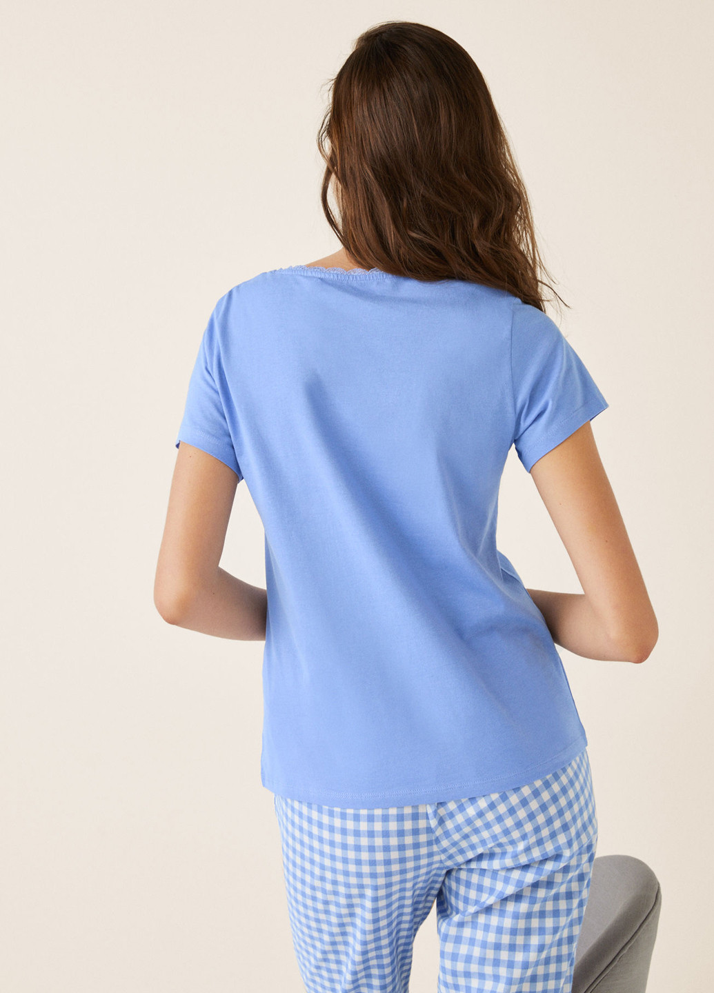 Голубая летняя футболка с коротким рукавом Women'secret