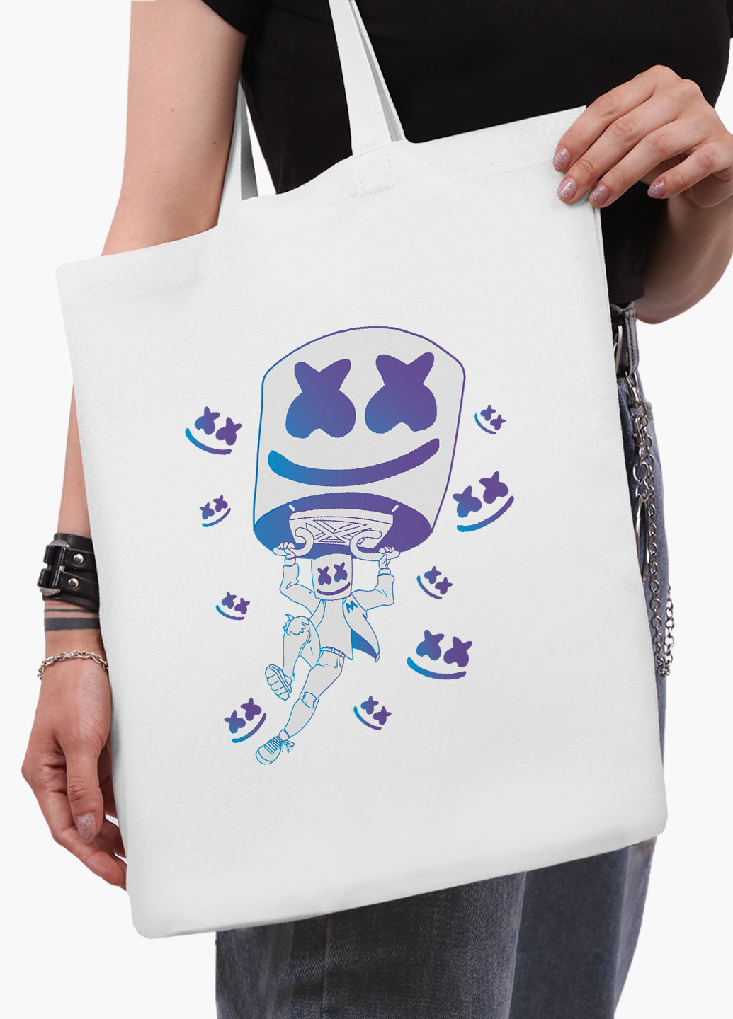 Еко сумка шоппер біла Маршмелло Фортнайт (Marshmello Fortnite) (9227-1329-WT-2) екосумка шопер 41*35 см MobiPrint (219111095)