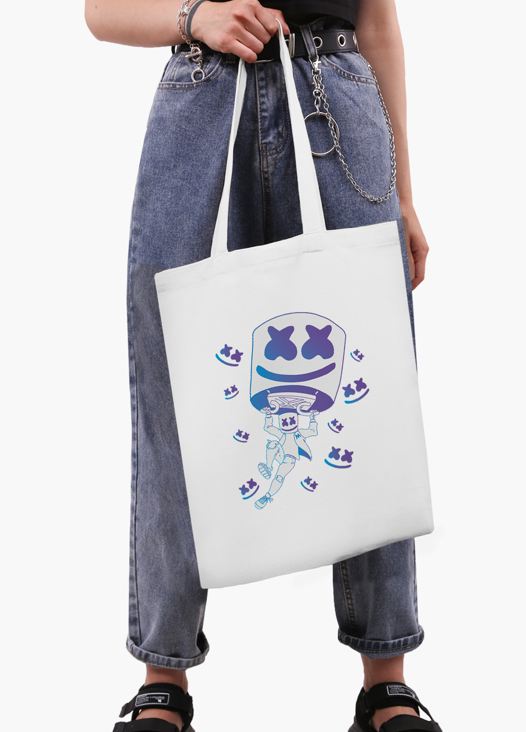 Еко сумка шоппер біла Маршмелло Фортнайт (Marshmello Fortnite) (9227-1329-WT-2) екосумка шопер 41*35 см MobiPrint (219111095)