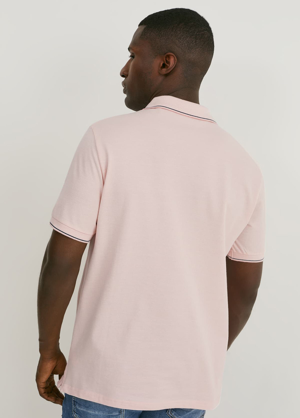Светло-розовая футболка-поло для мужчин C&A однотонная