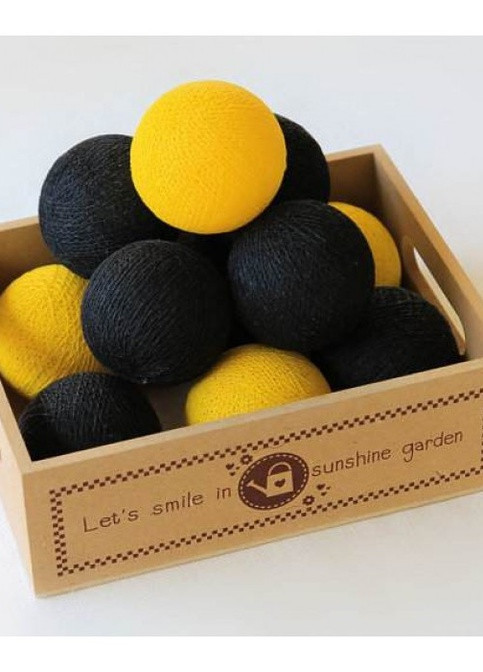 Хлопковая гирлянда CBL Black&Yellow 20 шт, 3.7 м Cotton Ball Lights 4452 (252644031)