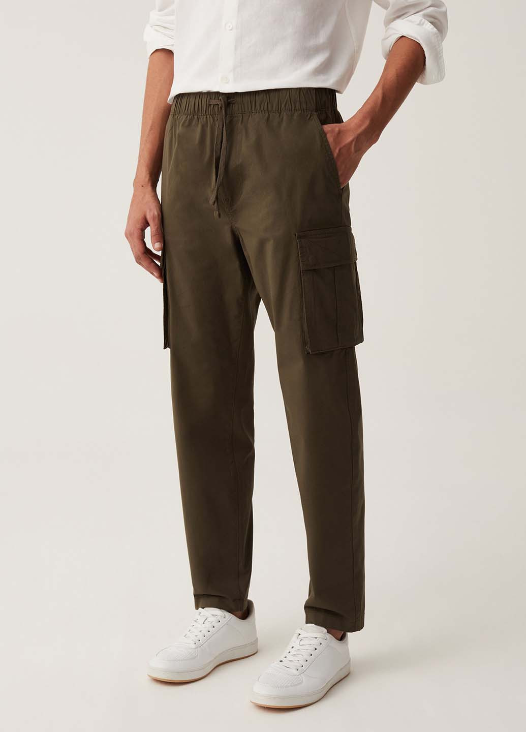 Хаки кэжуал демисезонные карго брюки OVS