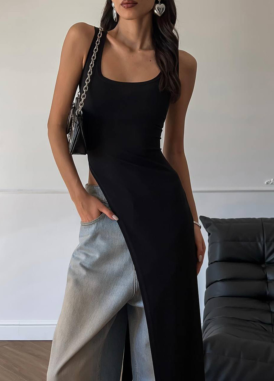 Чорна кежуал сукня сукня-майка Fashion однотонна