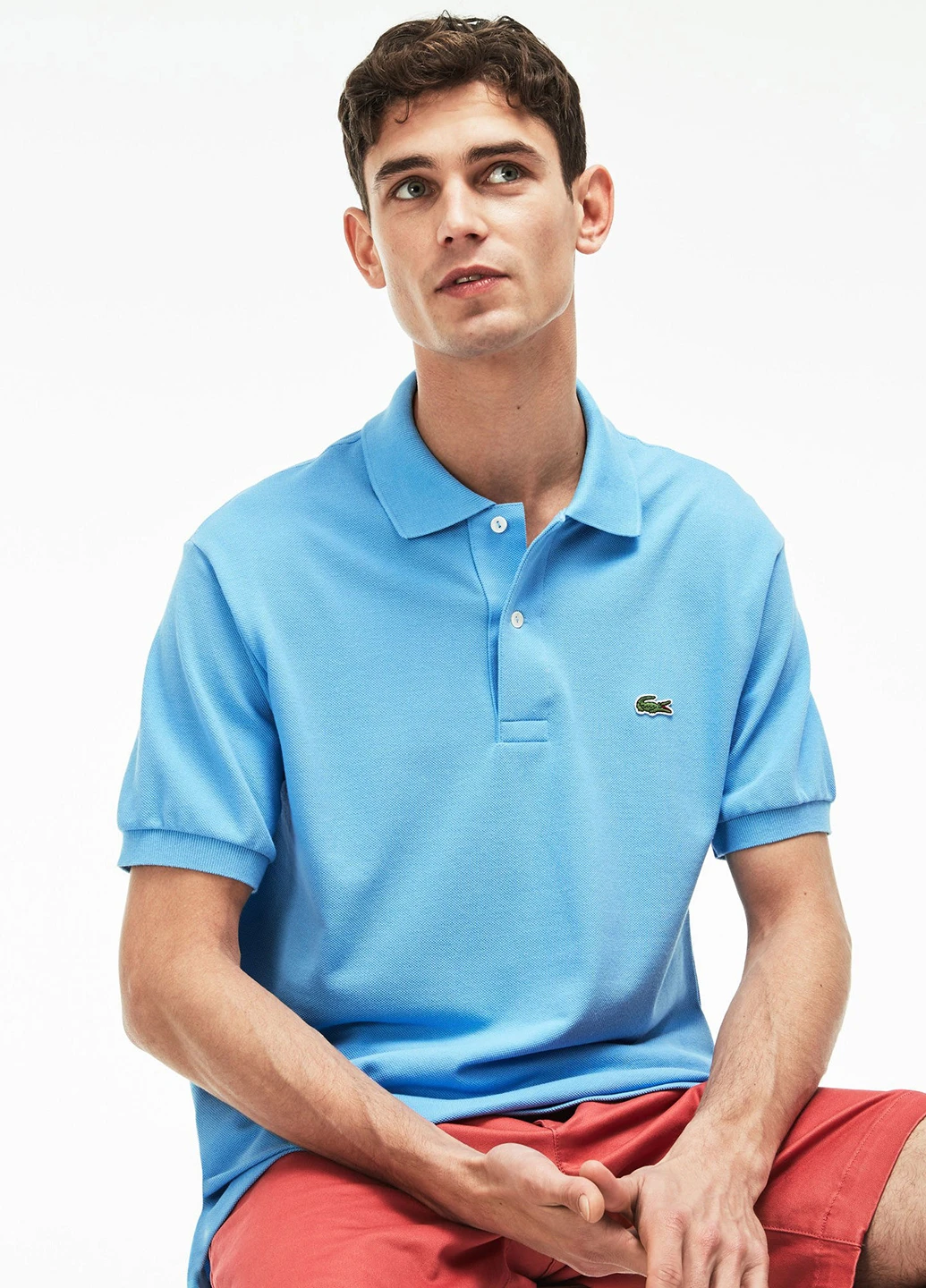 Голубой футболка-поло для мужчин Lacoste с логотипом