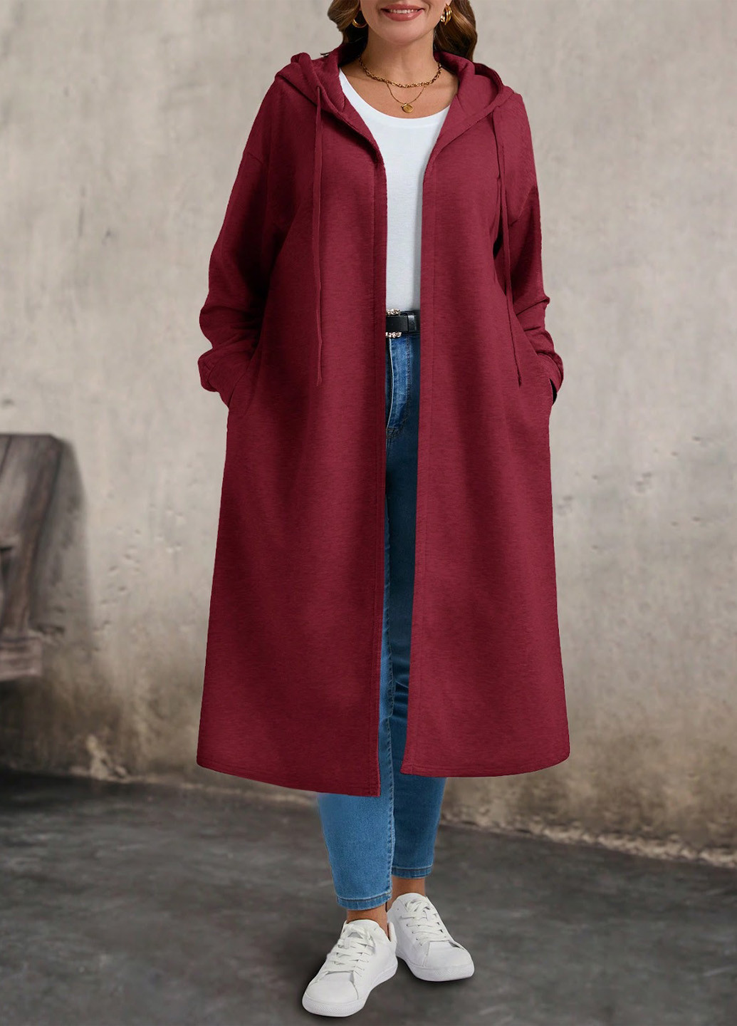 Бордове демісезонне Пальто SHEIN