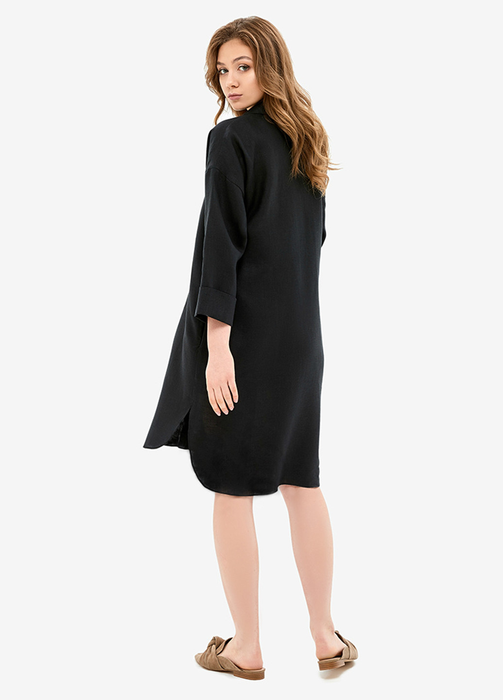 Черное домашнее платье рубашка MORANDI однотонное