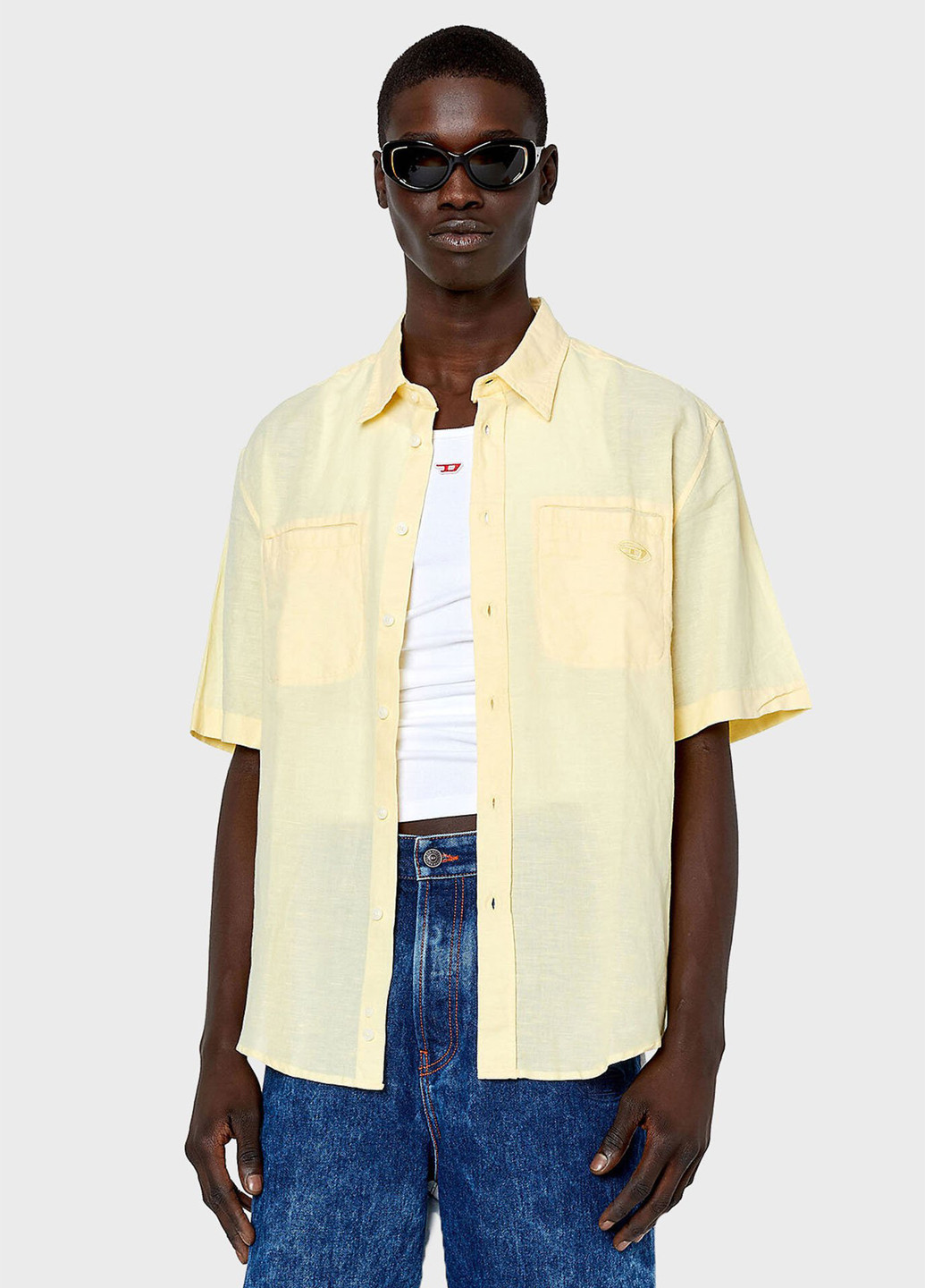 Желтая кэжуал рубашка однотонная Diesel