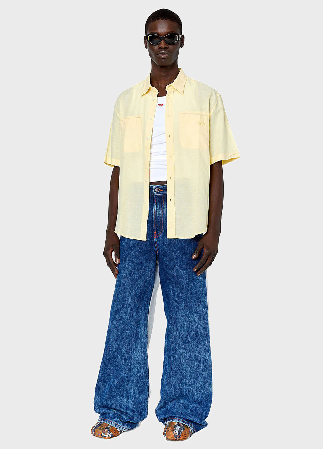 Желтая кэжуал рубашка однотонная Diesel