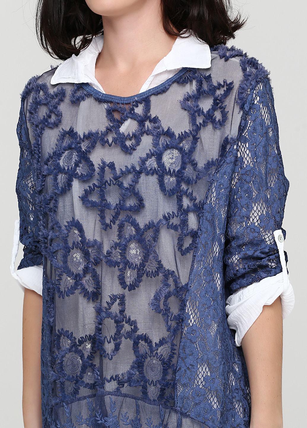 Темно-синій демісезонний комплект (туніка, блуза) Made in Italy