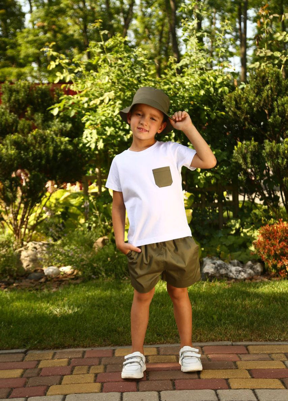 Оливковий (хакі) літній дитячий літній костюм з панамкою Sorelle
