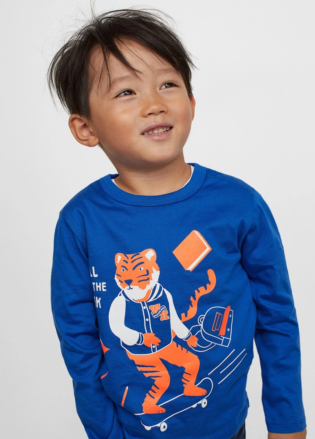 Лонгслів,синій з принтом, H&M (254866036)