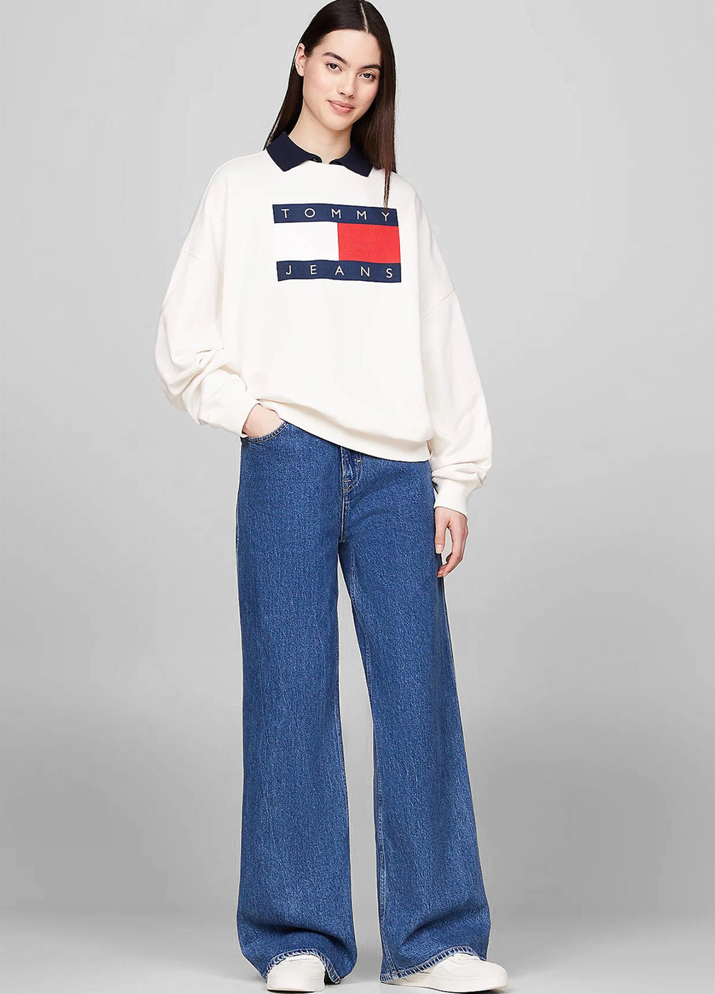 Молочний світшот Tommy Jeans логотип без декору (315063273)