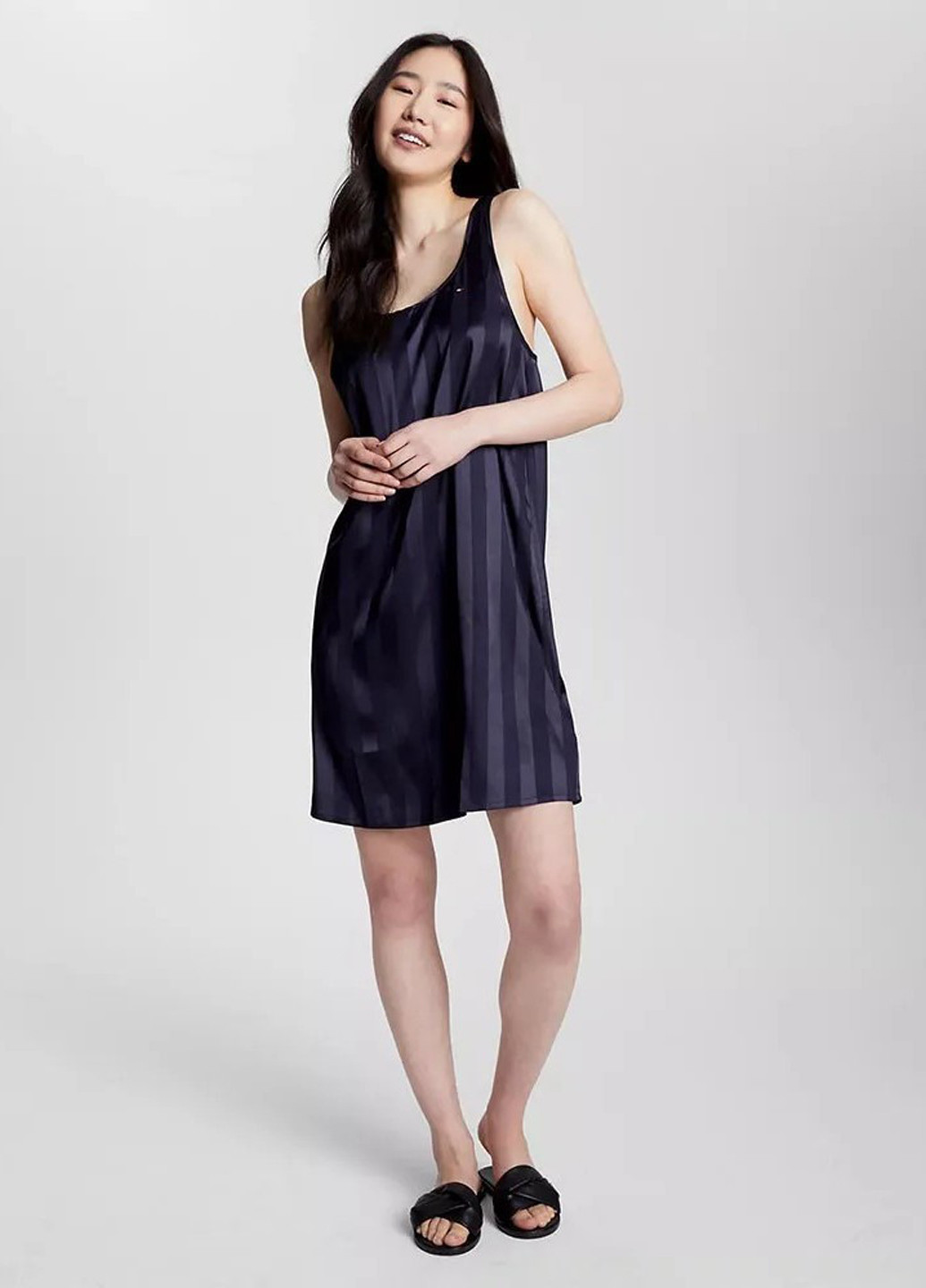 Темно-синее домашнее платье а-силуэт Tommy Hilfiger в полоску