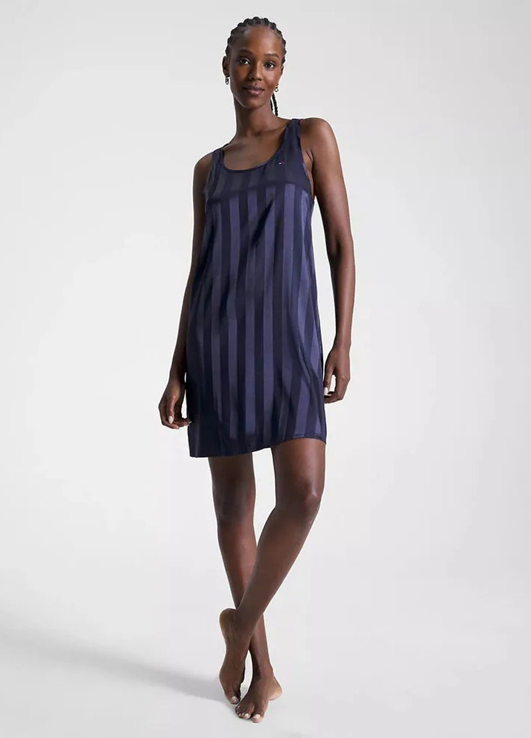 Темно-синее домашнее платье а-силуэт Tommy Hilfiger в полоску