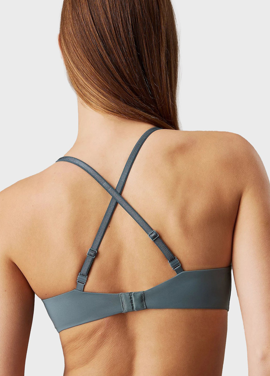 Серо-голубой бесшовный бюстгальтер Calvin Klein без косточек полиамид