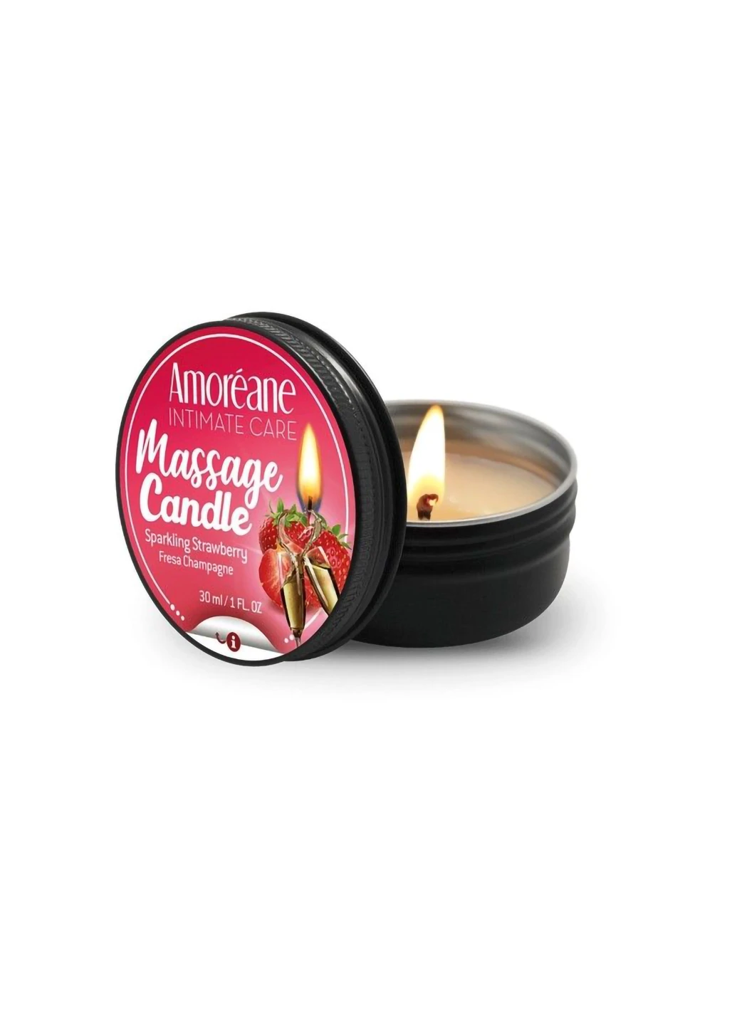 Масажна свічка "Полуниця в шампанському" Sparkling Strawberry (30 мл) Amoreane (254151826)