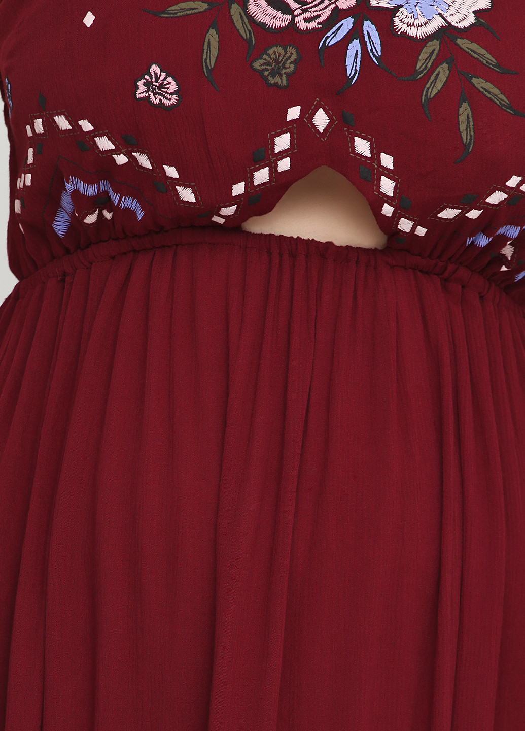 Бордовое кэжуал платье с открытыми плечами Miami by Francesca's с рисунком