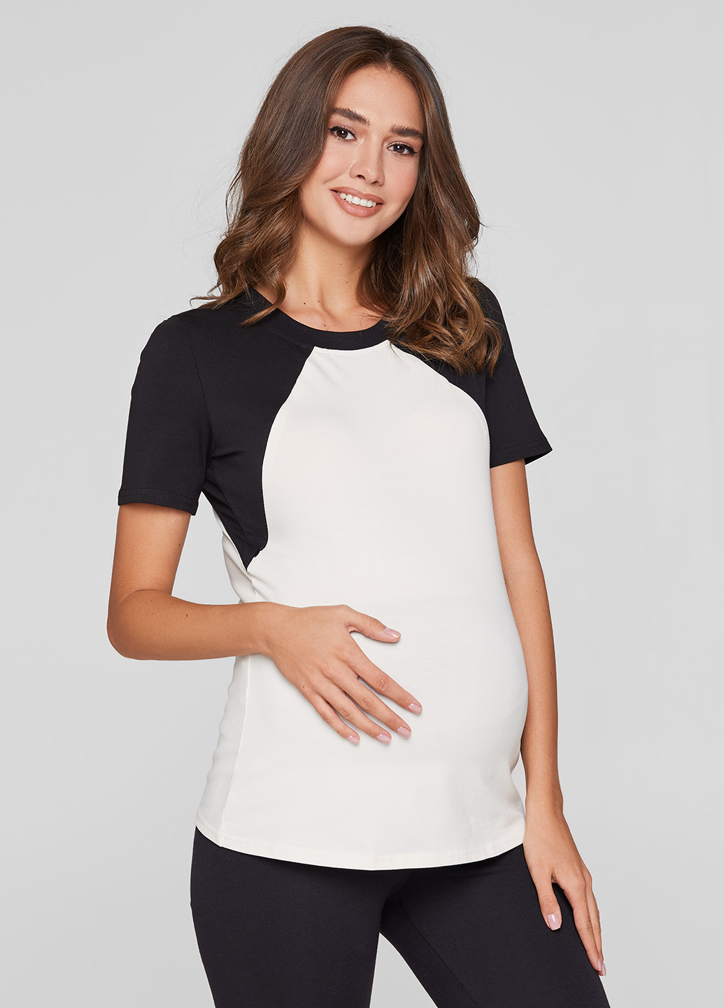 Комбинированная летняя футболка для беременных и кормящих Lullababe