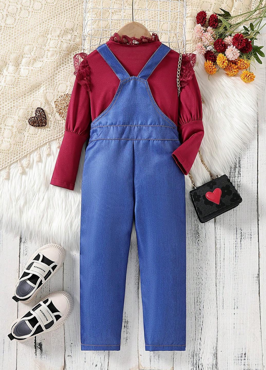 Комбинированный демисезонный комплект (блуза, комбинезон) SHEIN