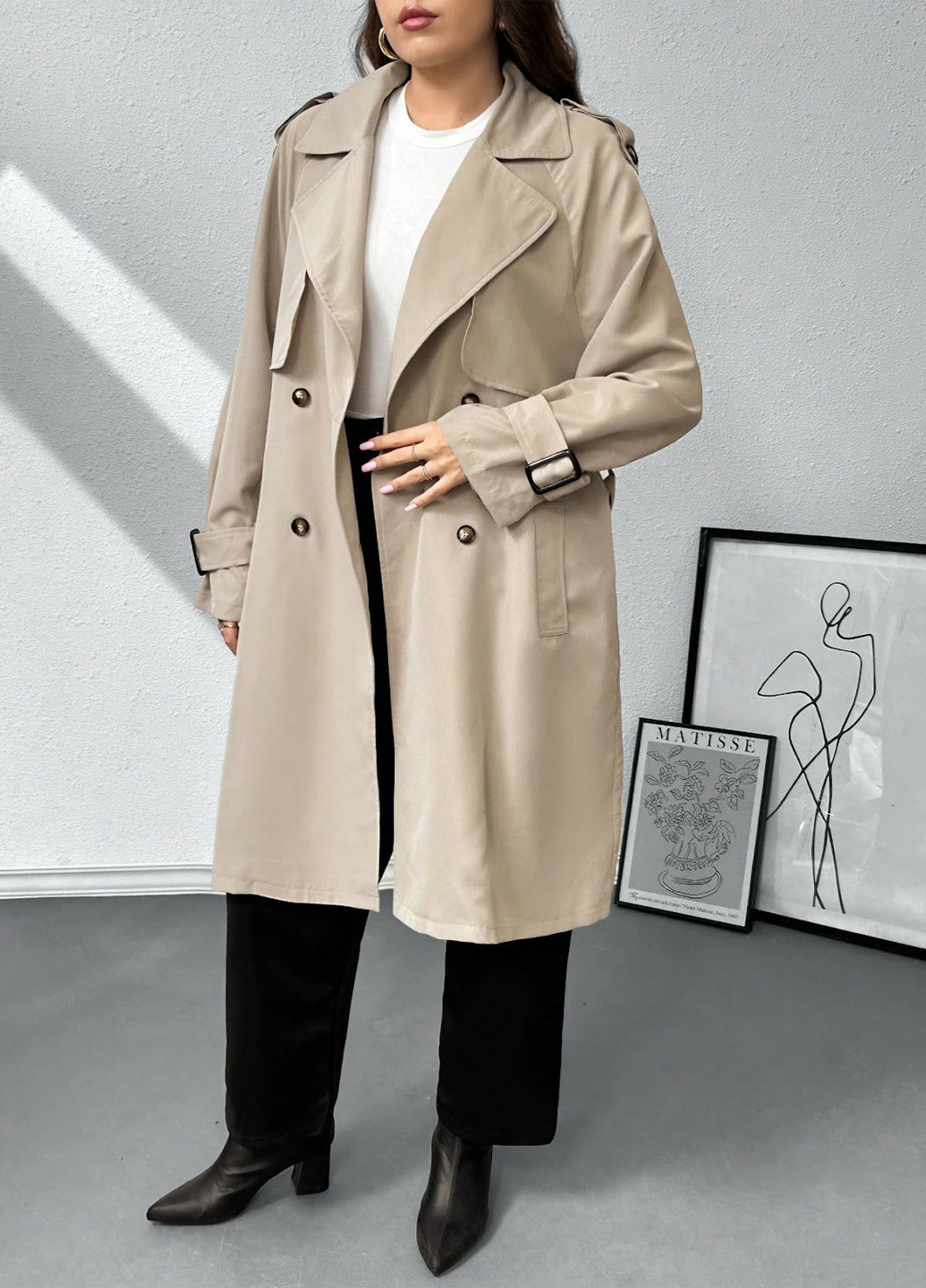 Плащ SHEIN тренчкот на пуговицах демисезон (324691287)