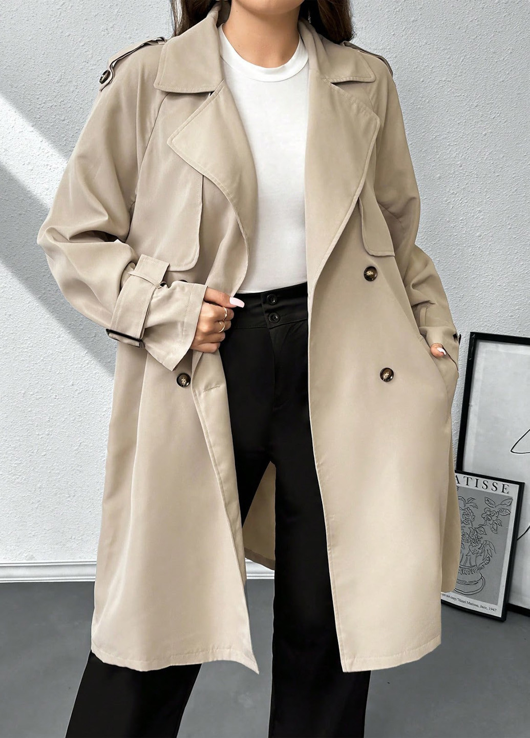 Плащ SHEIN тренчкот на пуговицах демисезон (324691287)