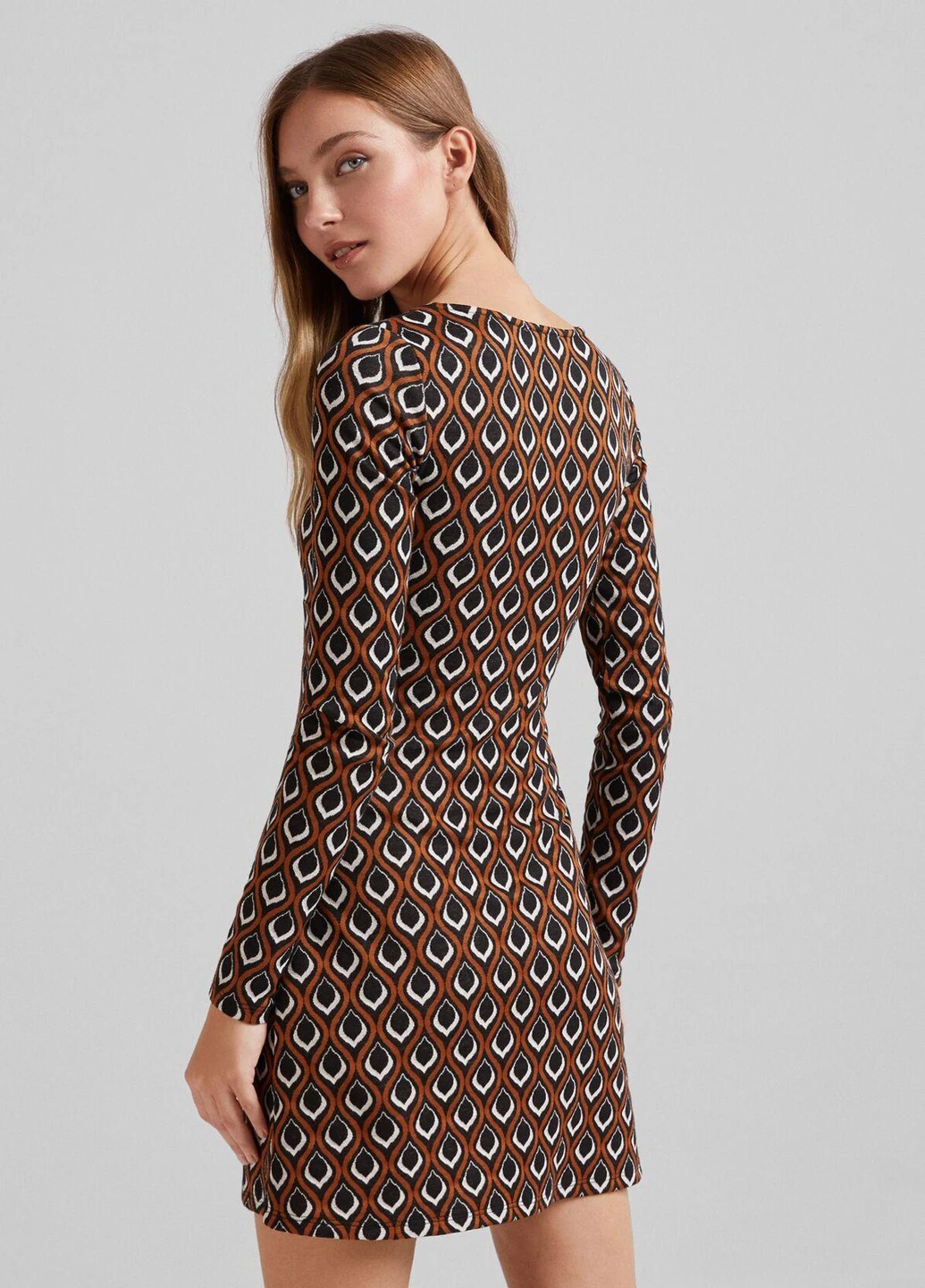 Комбінована сукня демісезон,чорний-коричневий-білий, Bershka