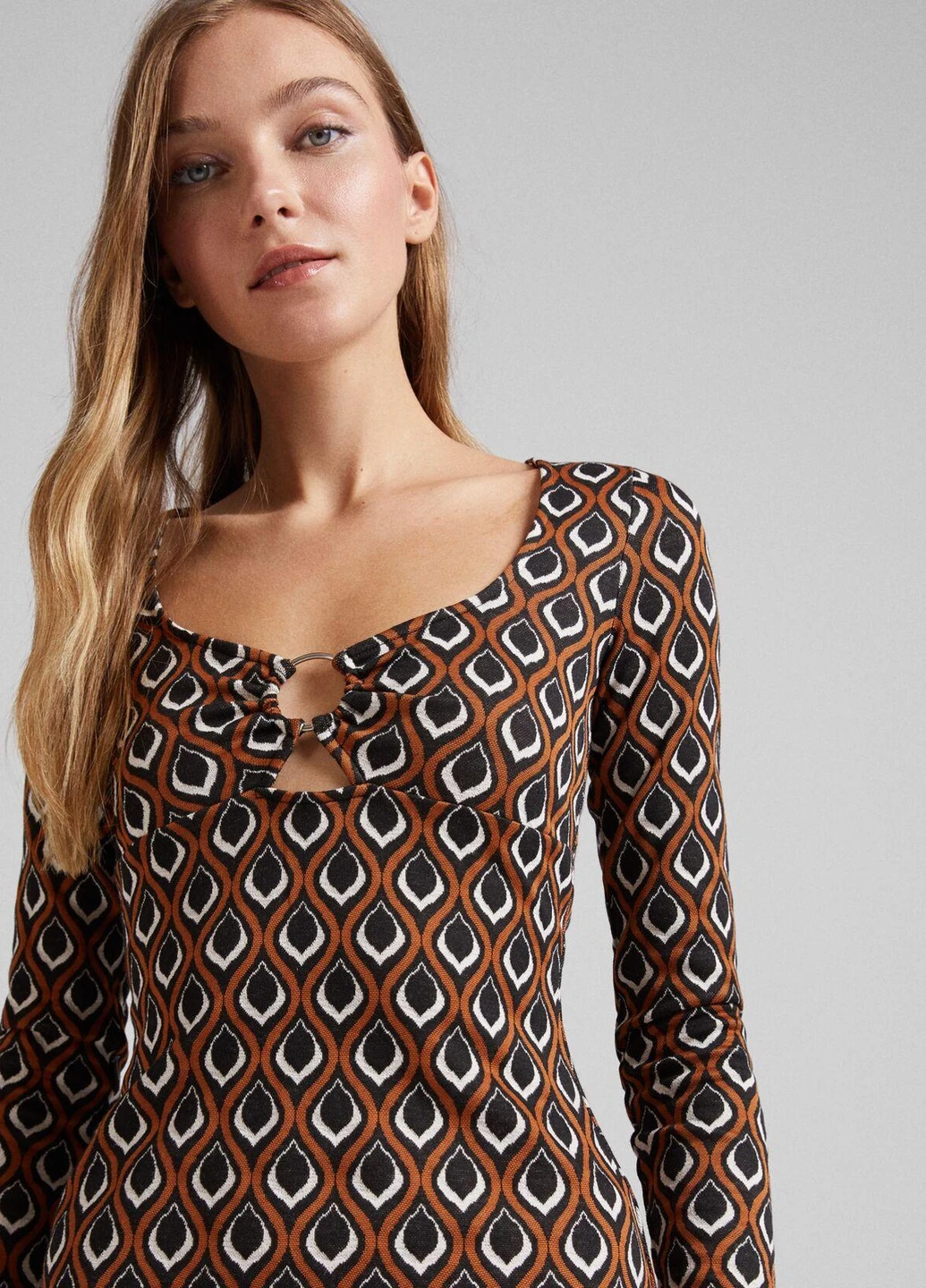 Комбінована сукня демісезон,чорний-коричневий-білий, Bershka