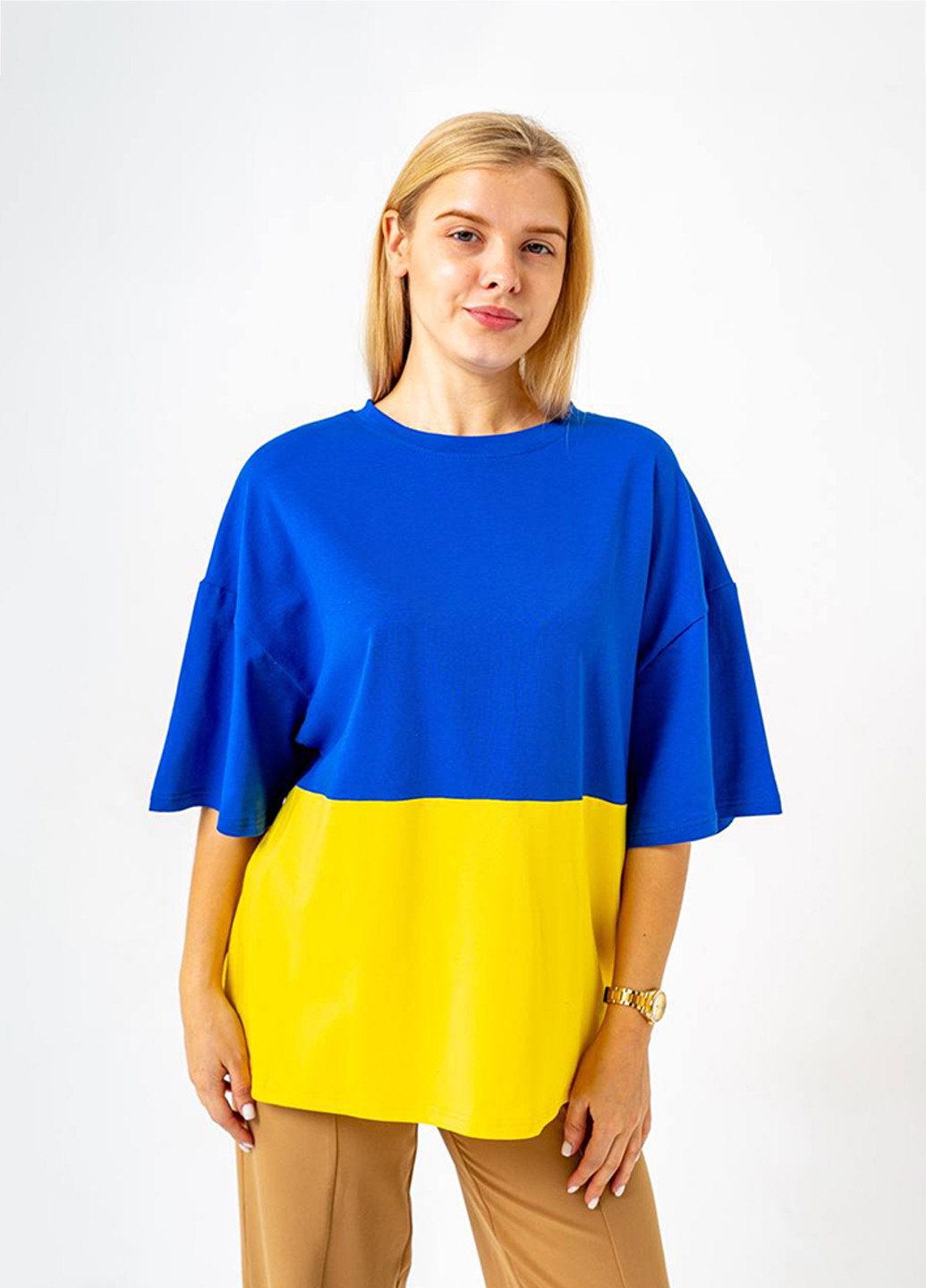 Сине-желтая летняя футболка O! clothing