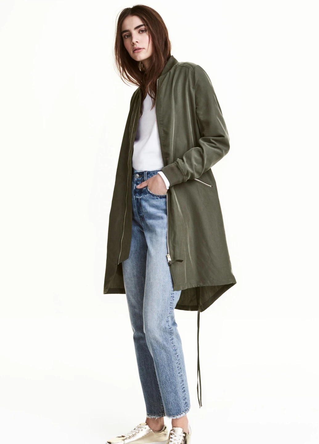 Оливковый (хаки) тренч,хакі, divided H&M