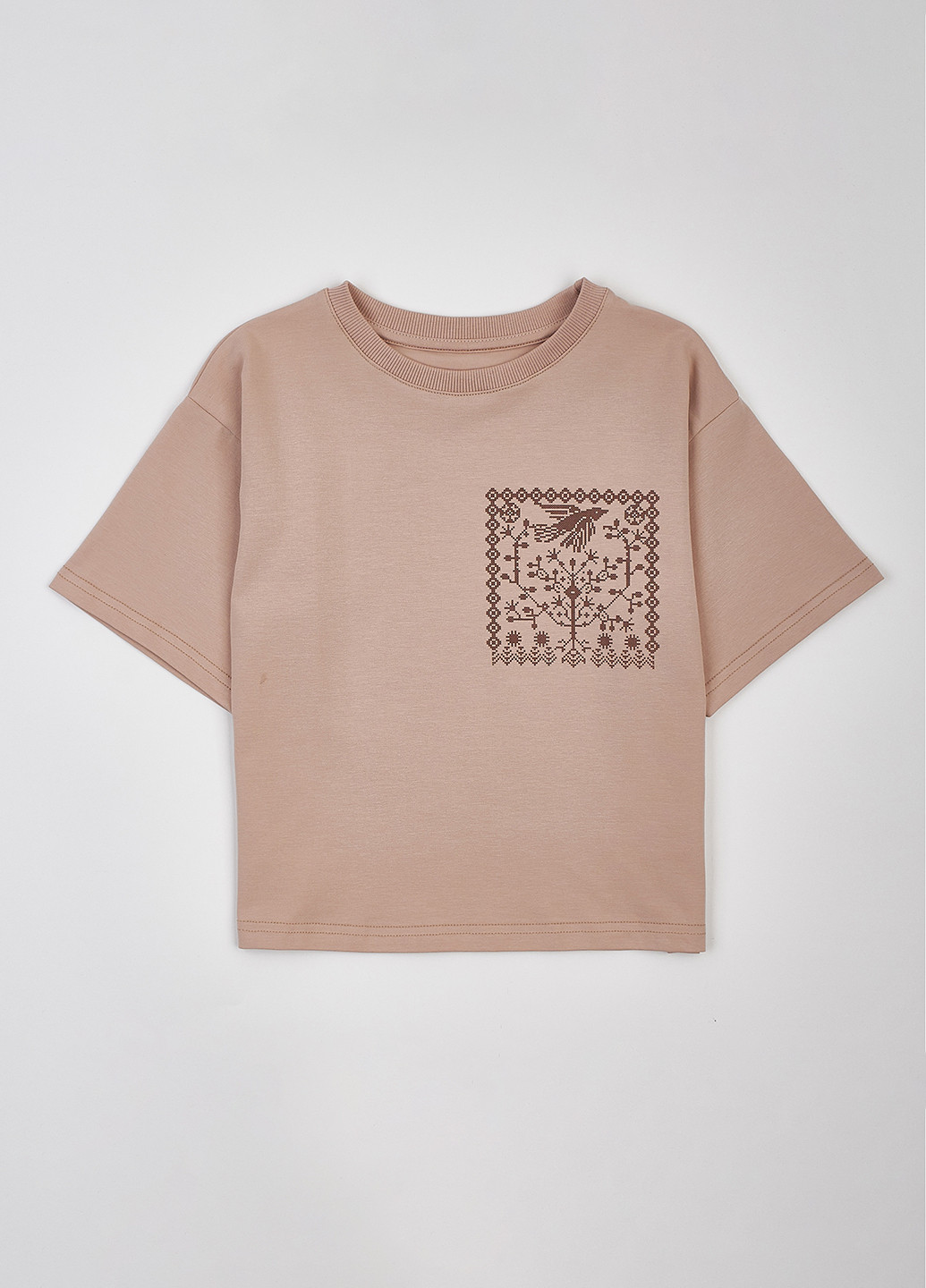 Темно-бежевая летняя футболка KRAKO