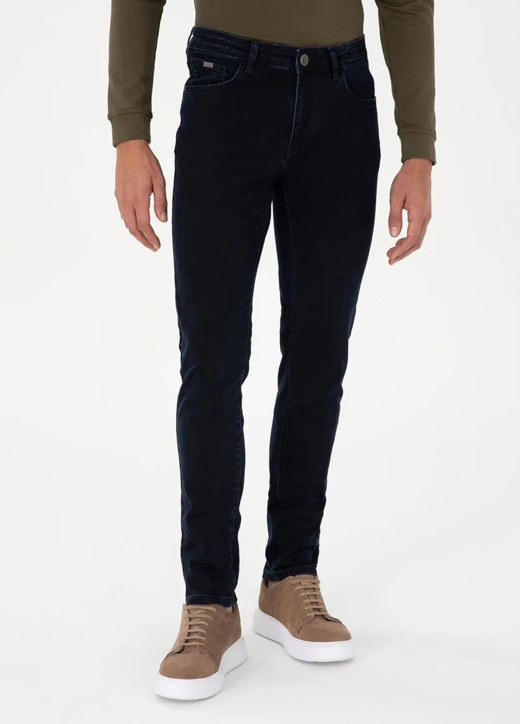 Темно-синие демисезонные слим джинсы Pierre Cardin