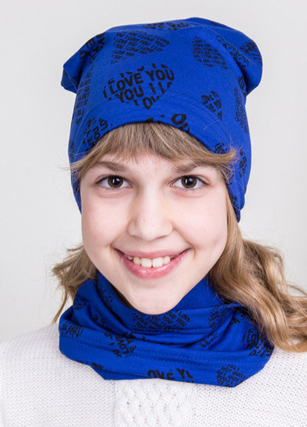 Синий демисезонный комплект (шапка, шарф-снуд) Sweet Hats