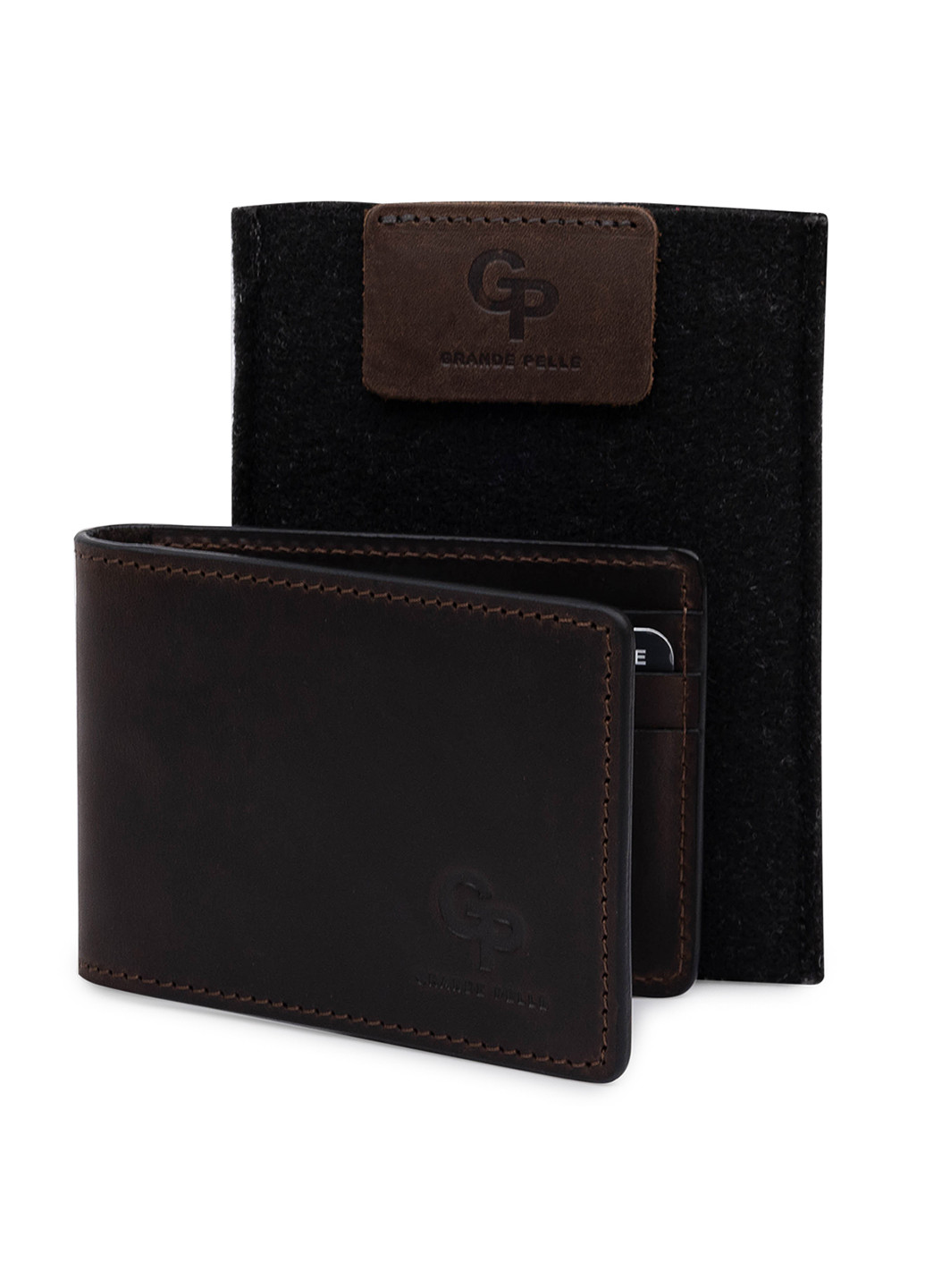 Чоловік шкіряний затиск для грошей 11х8х0,7 см Grande Pelle (250097470)