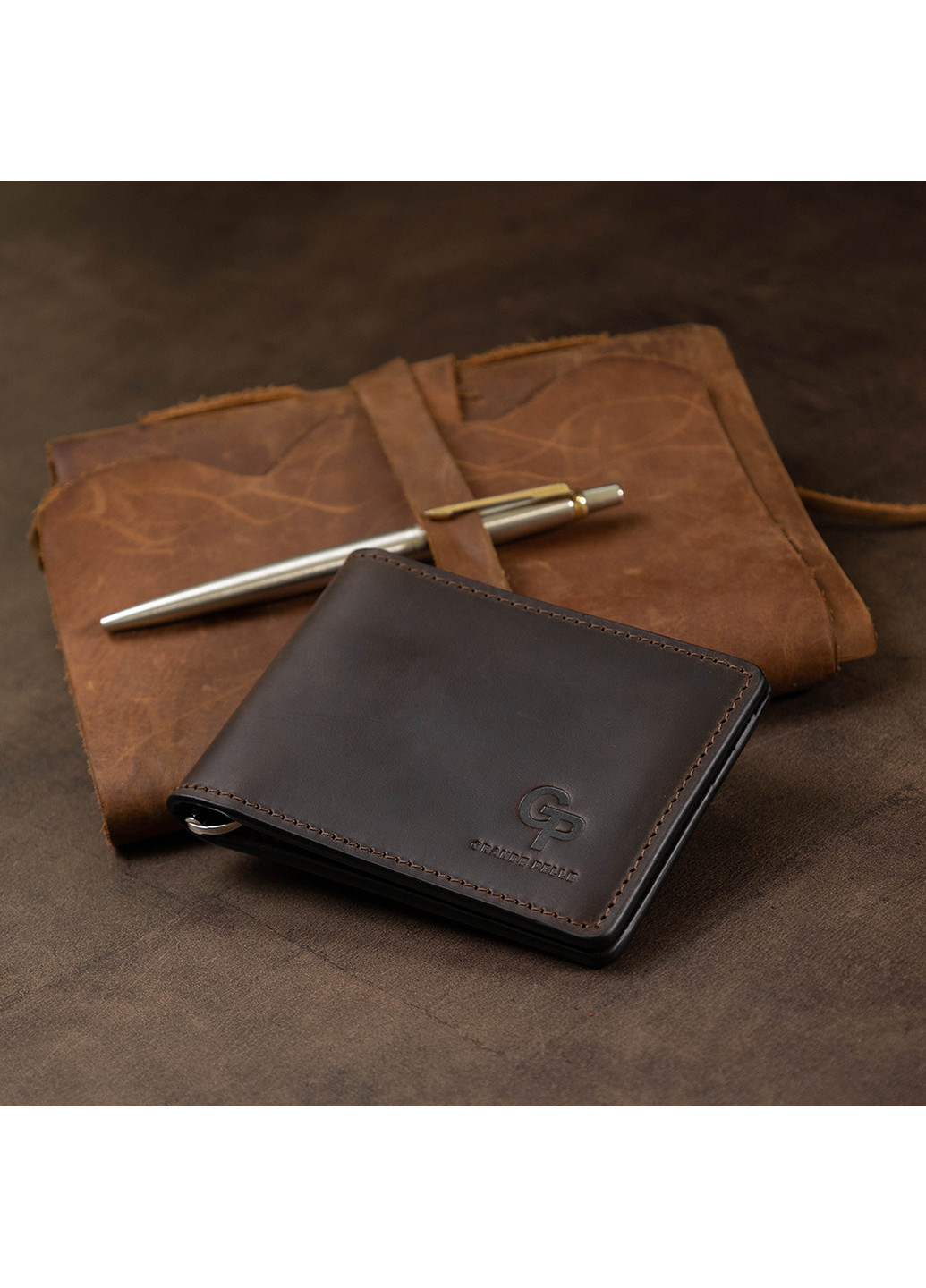 Чоловік шкіряний затиск для грошей 11х8х0,7 см Grande Pelle (250097470)