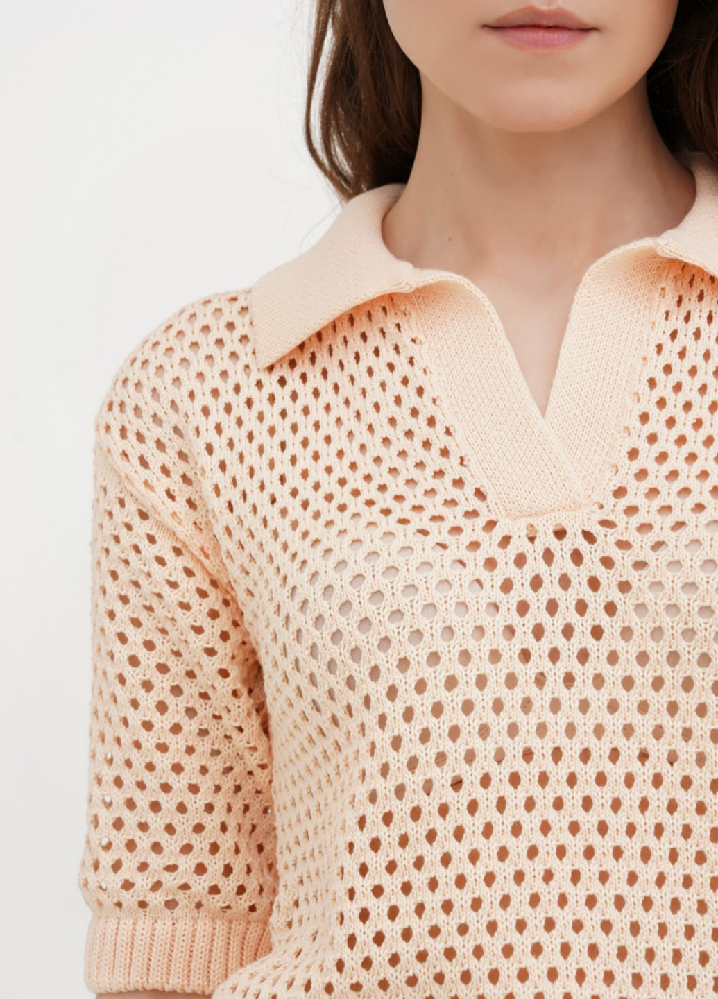 Бежевая женская футболка-поло ESSME однотонная