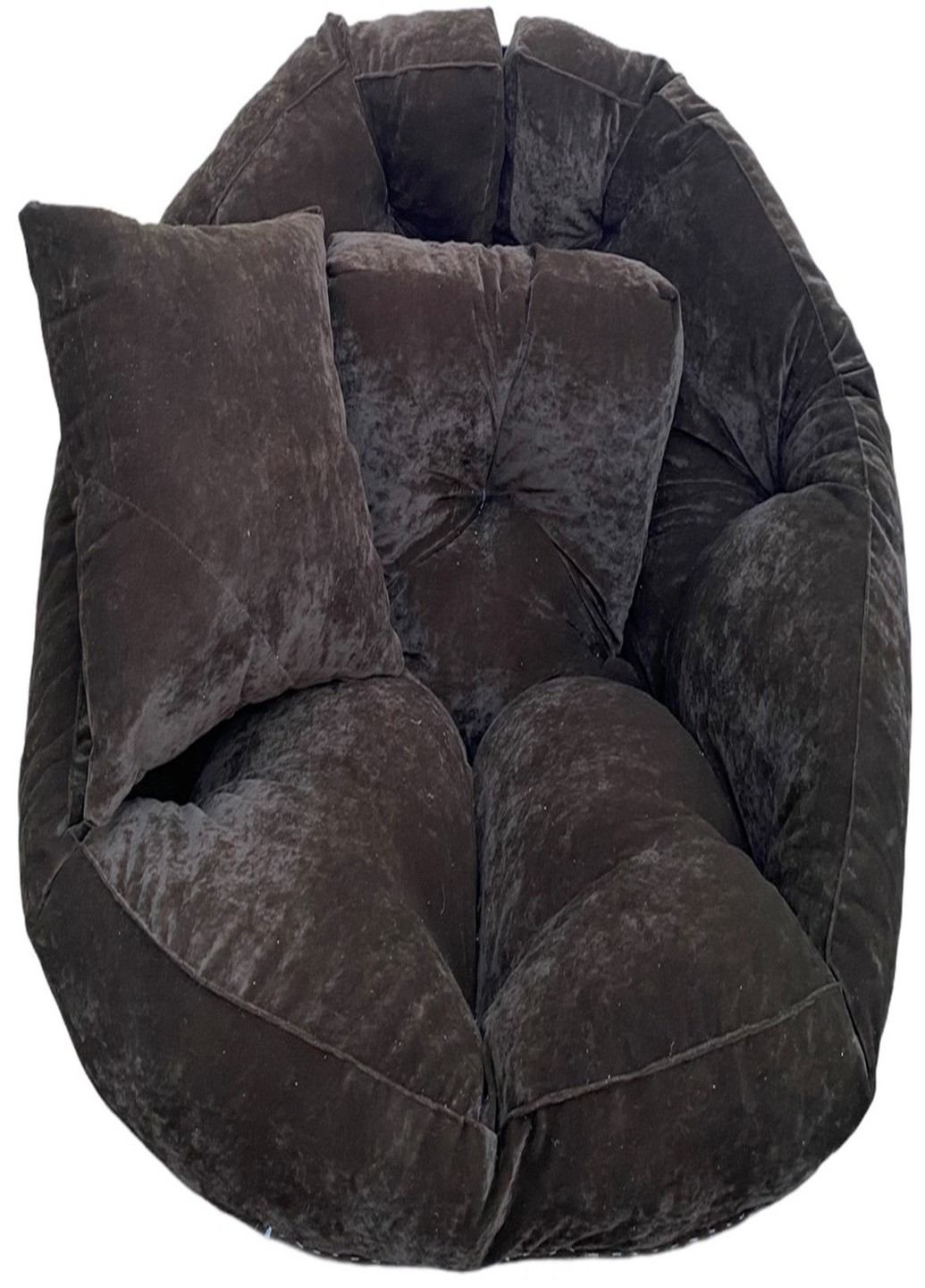 Безкаркасне розкладне крісло трансформер лежак матрац ручної роботи з подушками (1242369-Т) Темно-коричневий велюр Francesco Marconi (230586590)