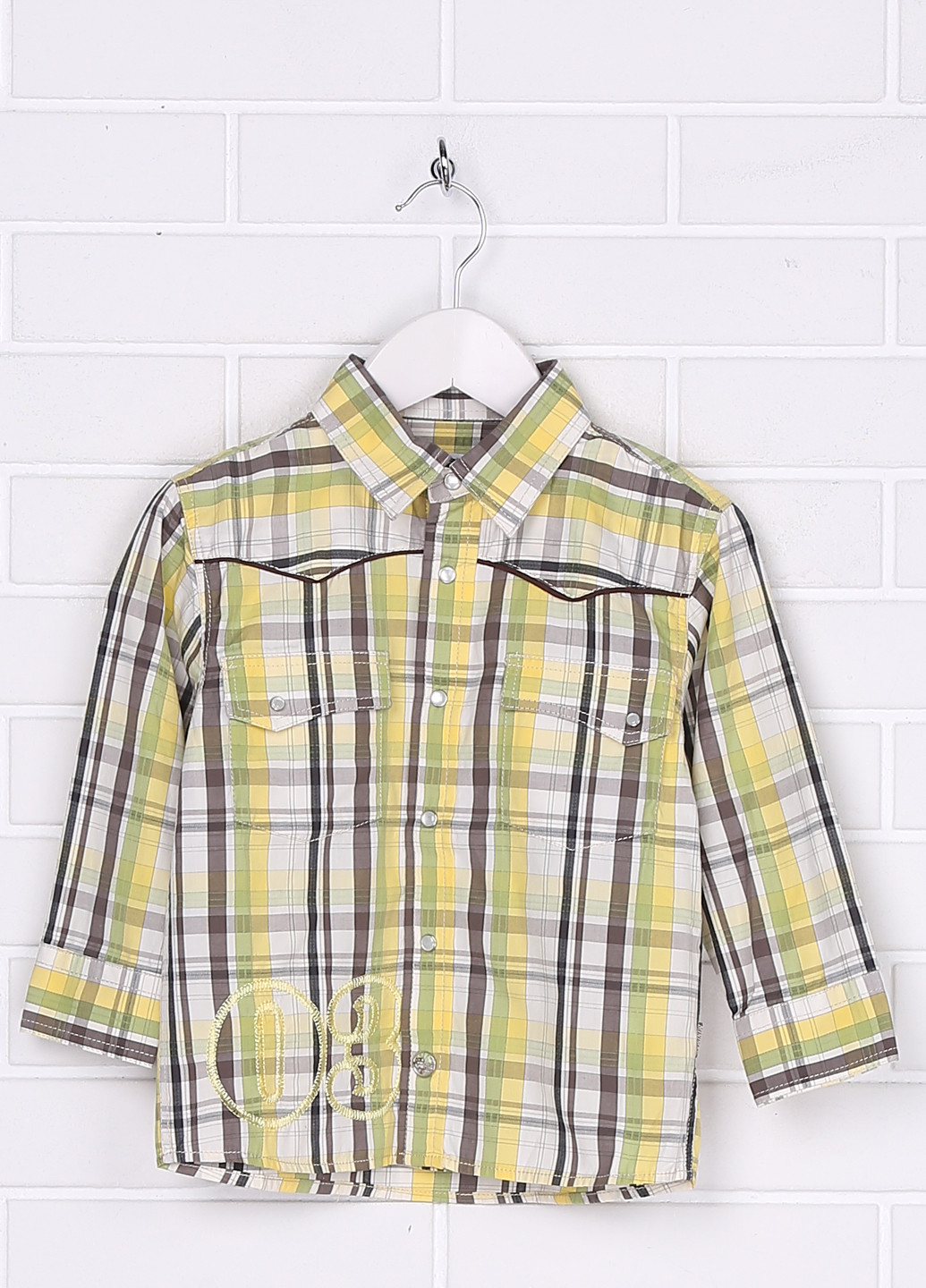 Лимонно-зеленая кэжуал рубашка в клетку Miniman с длинным рукавом