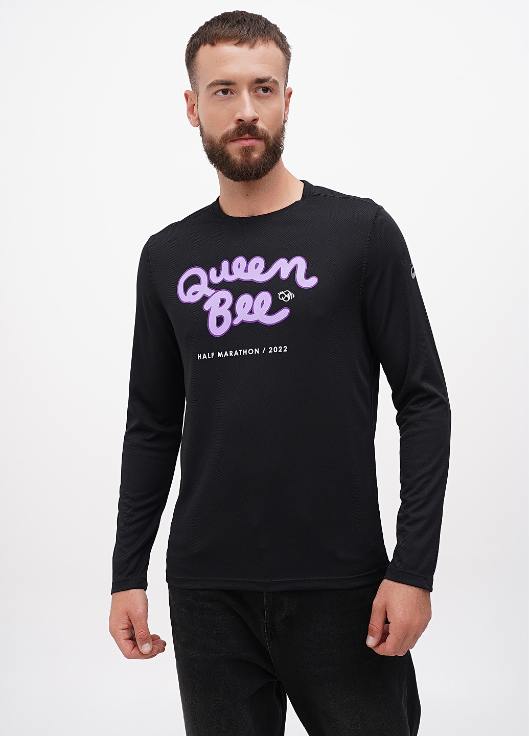 Лонгслів Asics напис чорний спортивні поліестер