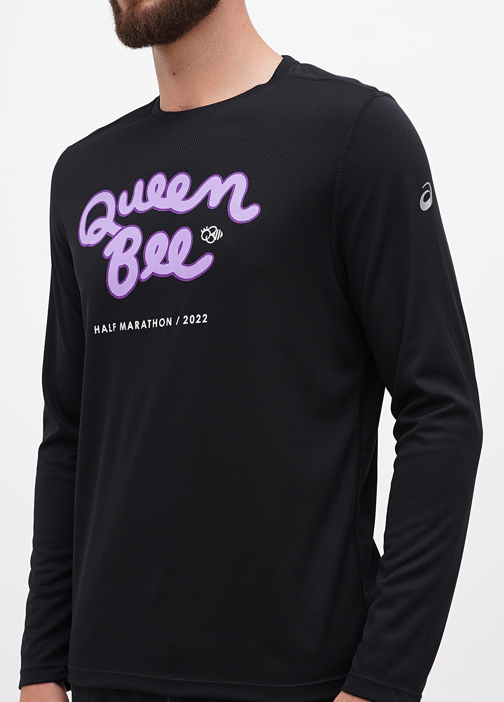 Лонгслів Asics напис чорний спортивні поліестер