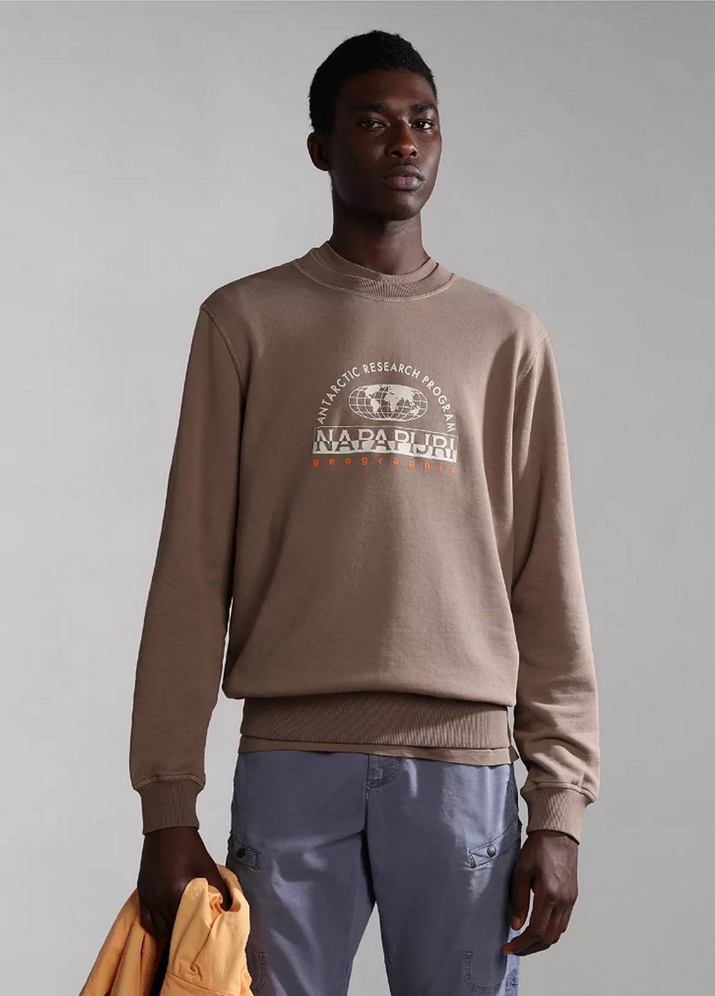 Темно-бежевий світшот Napapijri малюнок без декору (327692793)