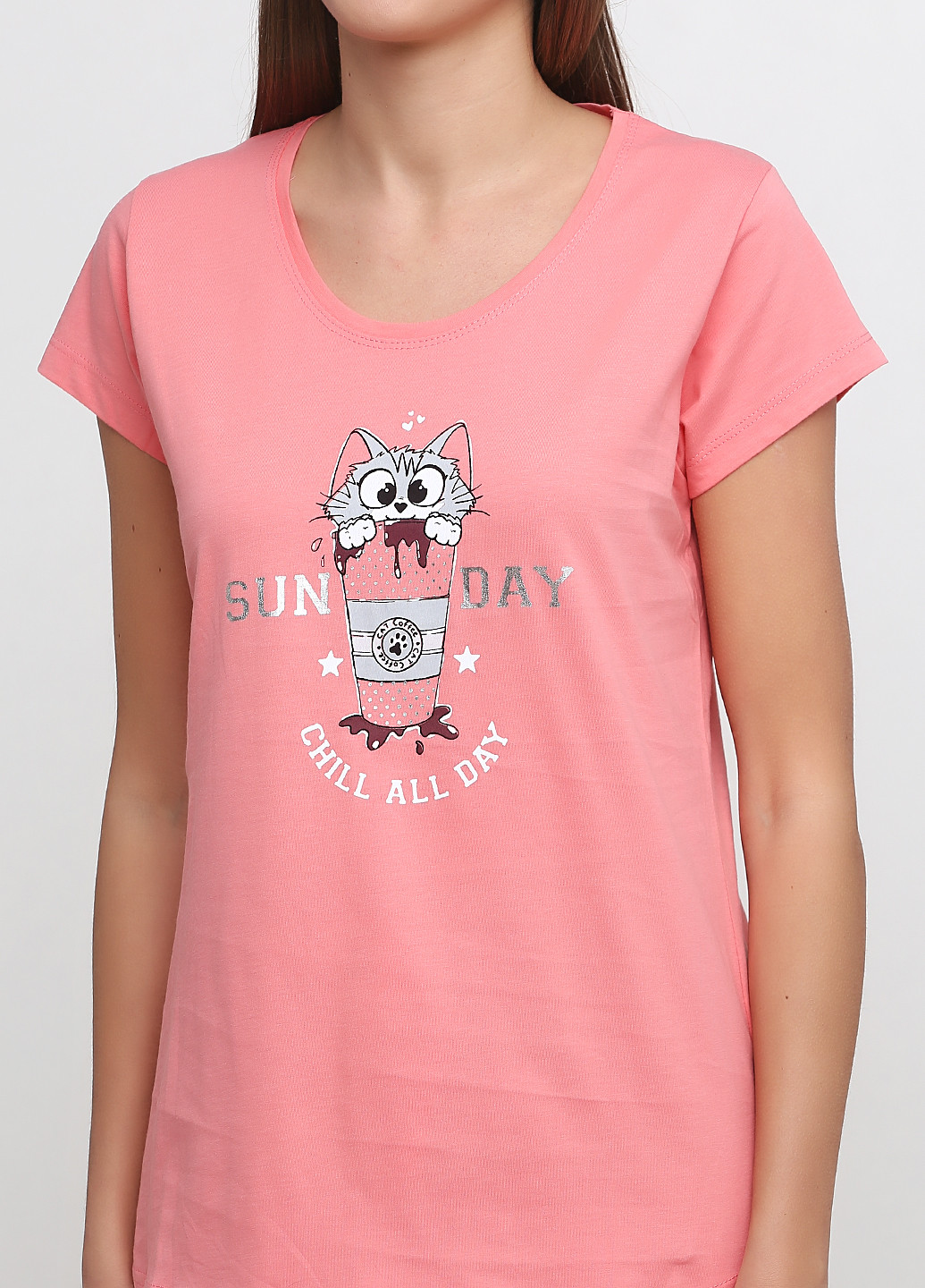 Розовый демисезонный комплект (футболка, бриджи) Vienetta