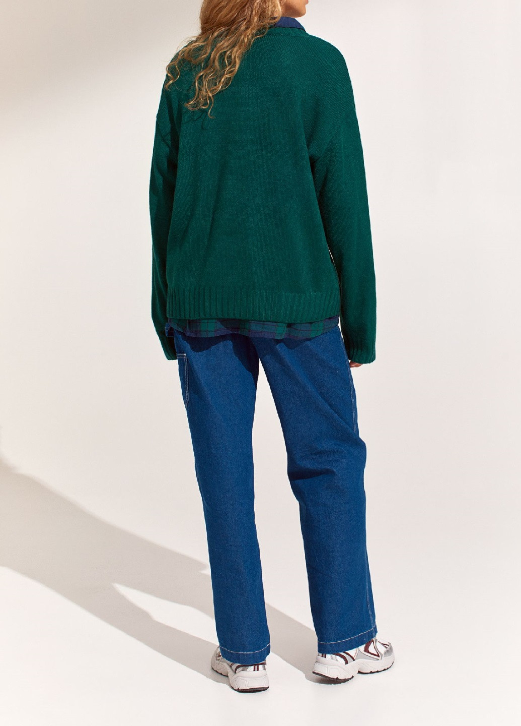 Зеленый демисезонный джемпер с v-образным вырезом H&M