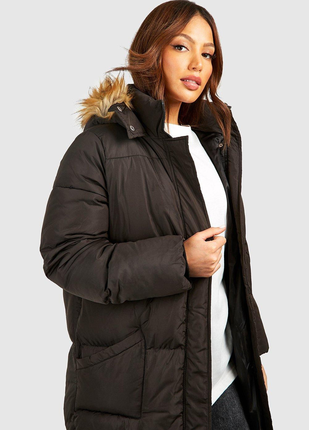 Черная зимняя куртка Boohoo