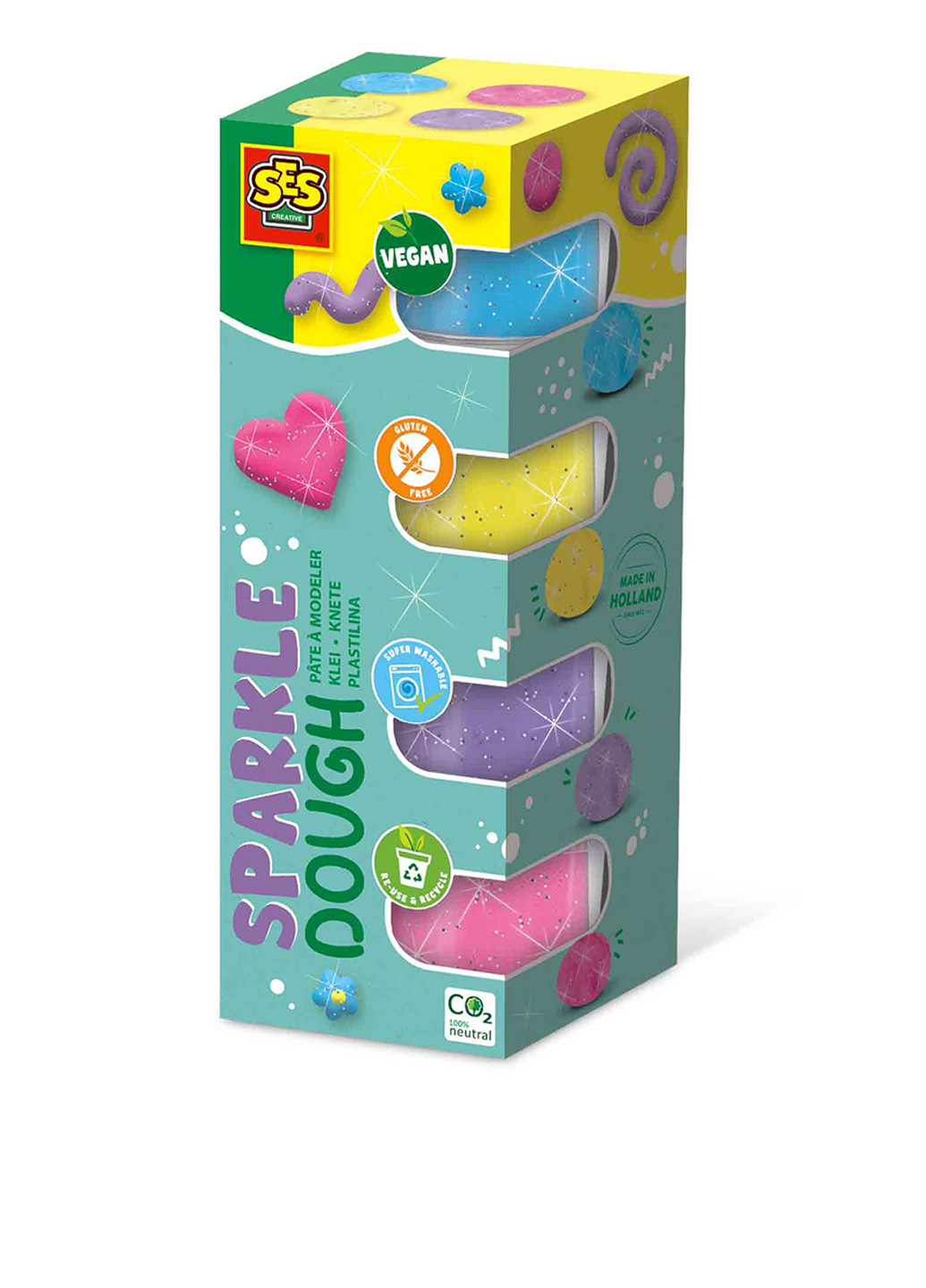 Незасыхающая масса для лепки Блеск (4 цвета), 7х20х7 см Ses Creative (301865122)